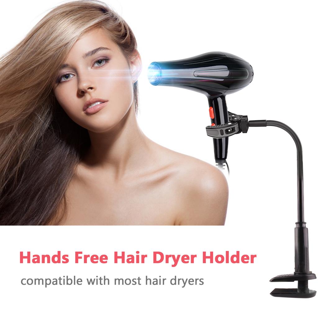 Alloy Hair Dryer Stand 360 Degree Rotating Hands Hair Dryer Stand with Clamp Blow Dryer Holder Height Hair Dryer Holder
