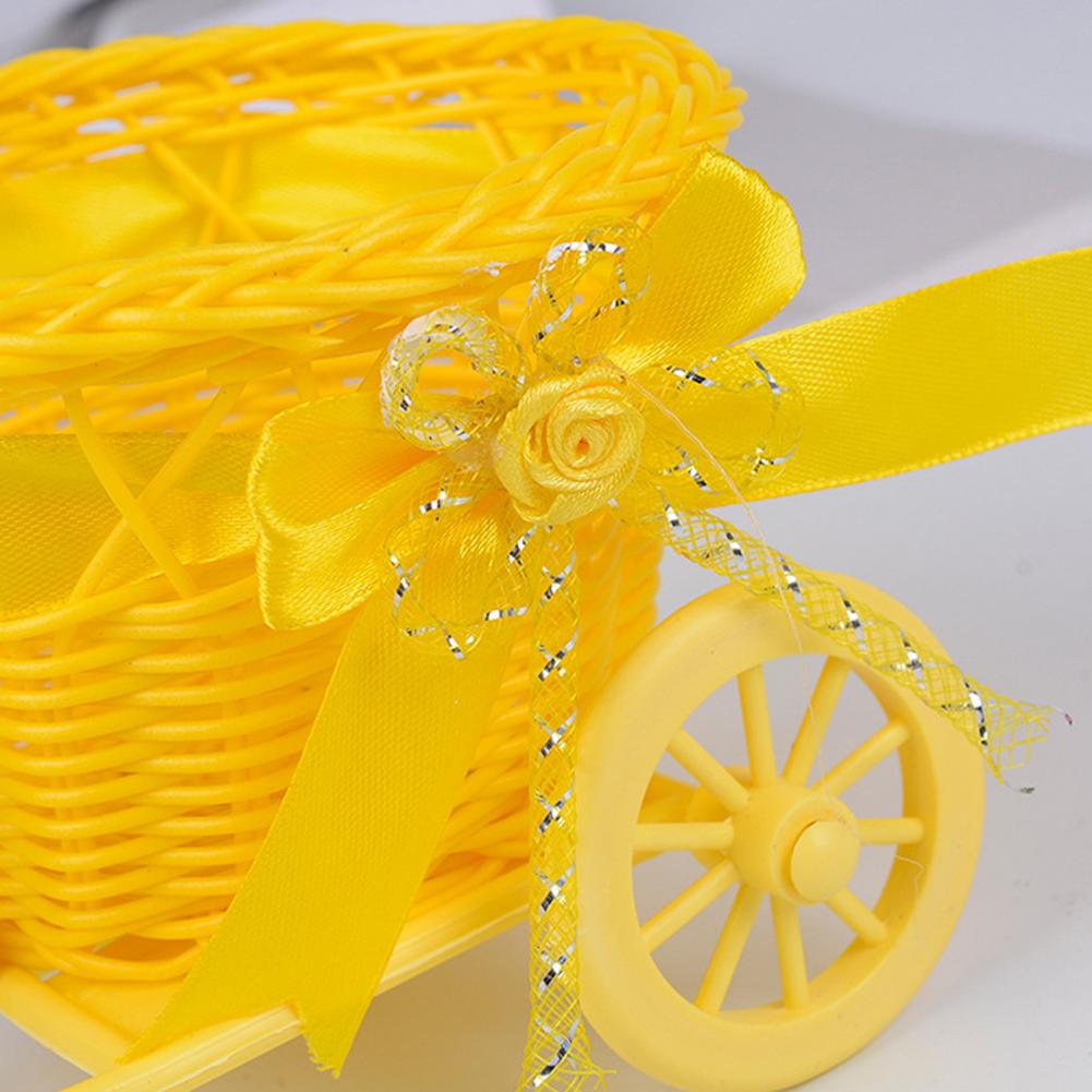 Bicycle Artificial Woven Flower Basket Tricycle Planter Large Capacity Multi-Function Decorative Nostalgic Plant Rack Stand