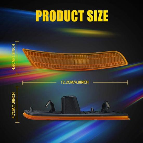 2x Amber Lens Yellow Front Side Marker Light Housing For 2013-2017 Cadillac XTS