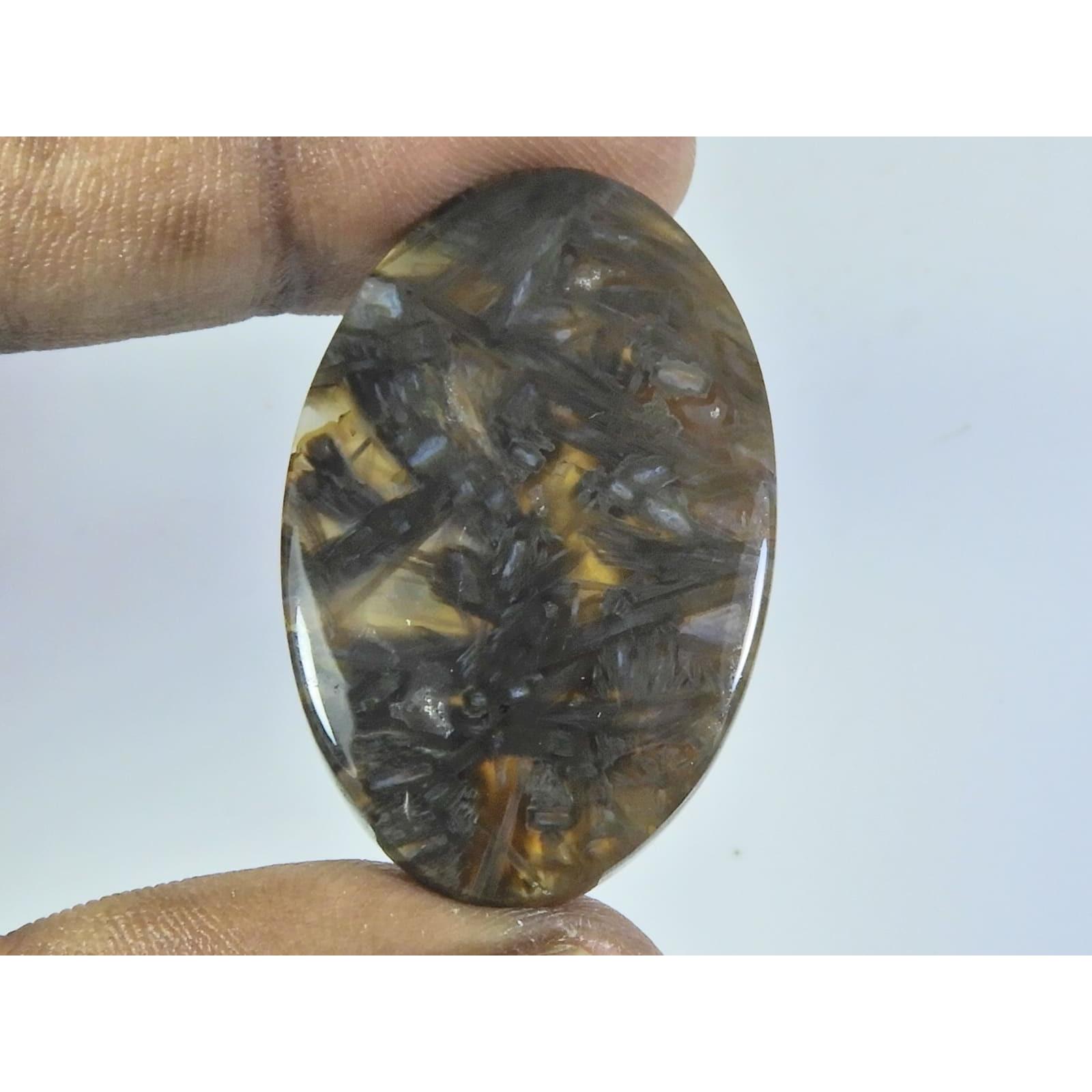 

49Cts. Натуральный Моховой Агат Дерево Овальный Кабошон Свободный Драгоценный Камень 24X40X05ММ D-151