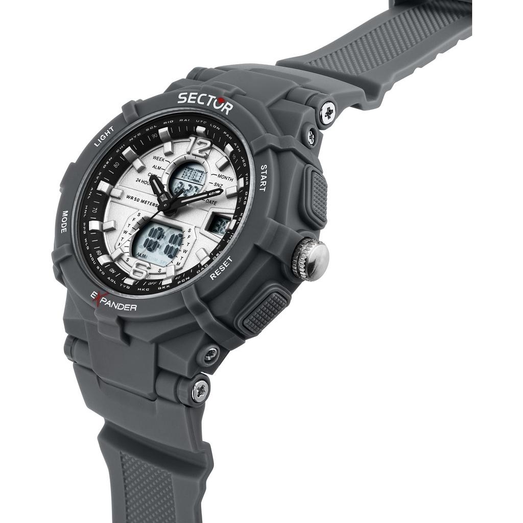 Sector Ex-09 Silikonarmband Silbernes Zifferblatt Quarz R3251296003 Herrenuhr