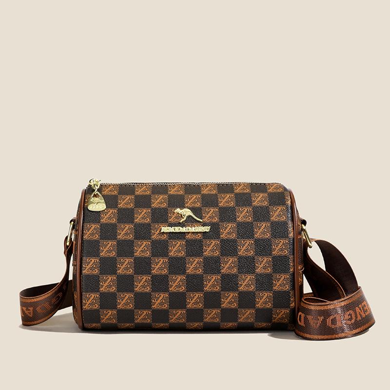 

2025 осень и зима мода новая сумка-подушка женская для мамы среднего возраста из мягкой кожи с широким плечевым ремнем кроссбоди сумка для мамы сумка на плечо темно-коричневого