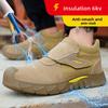 Oulylan Wear-resistant Insulated Work Shoes Male Lightweight Cowhide Protection Boots Anti Smashing Safety Shoes for Men