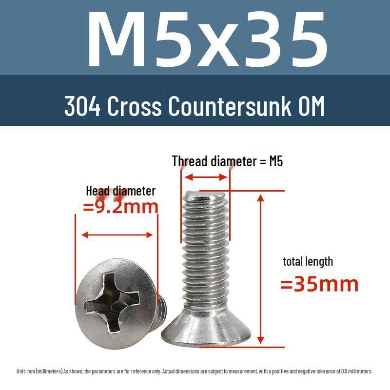 Yigu Stainless Steel Phillips Countersunk Screws M2-M6 Fasteners