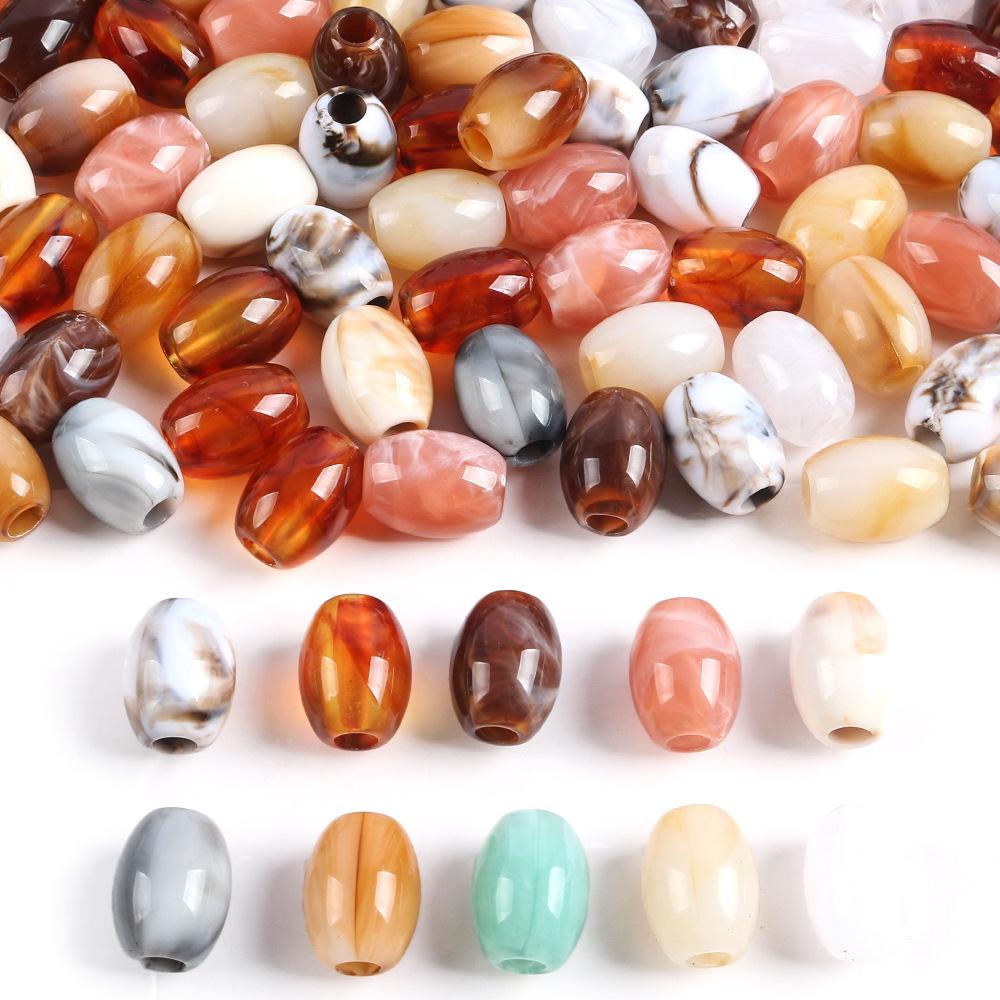 Perles Seau Ovales Acryliques Bicolores Perles Gros Trou Coussin de Siège Auto Bracelet Perlé Collier Accessoires de Bijouterie DIY
