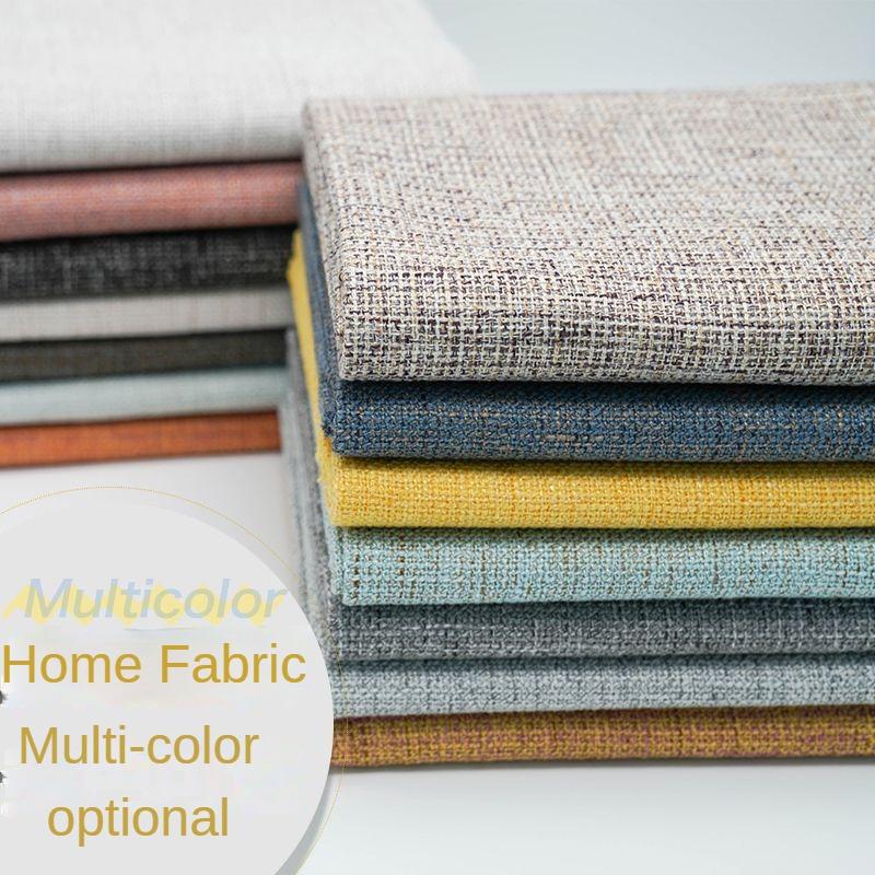 Dicker bunter Baumwollleinenstoff pro Meter für Sofa Tischdecke Kissenbezüge Taschen DIY Nähen Polsterstoff Weich Beige Blau