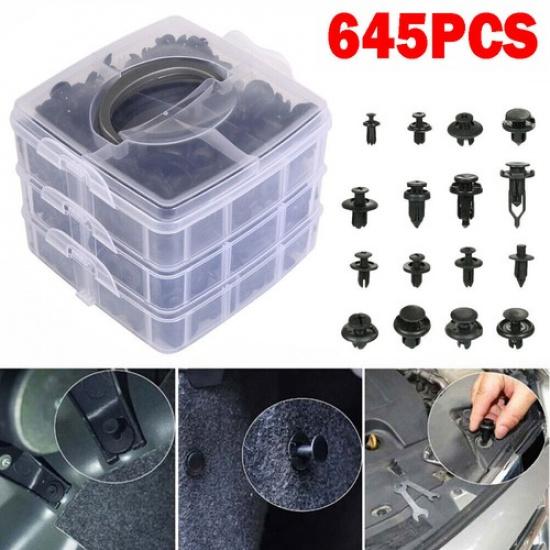 645Pcs Auto Clips Push Car Retainer Plastic Fasteners Set for Toyota GM Honda