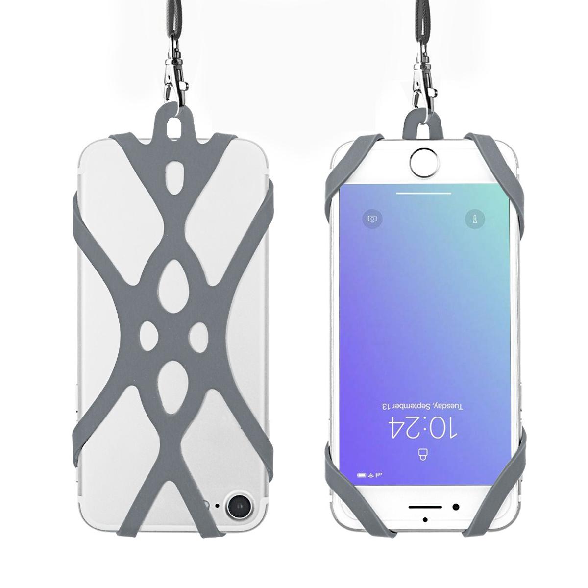 

Universal Phone Lanyard Holder Silicone Phone Neck Strap Compatible with 4.7-6.5 inch Smartphones Grey