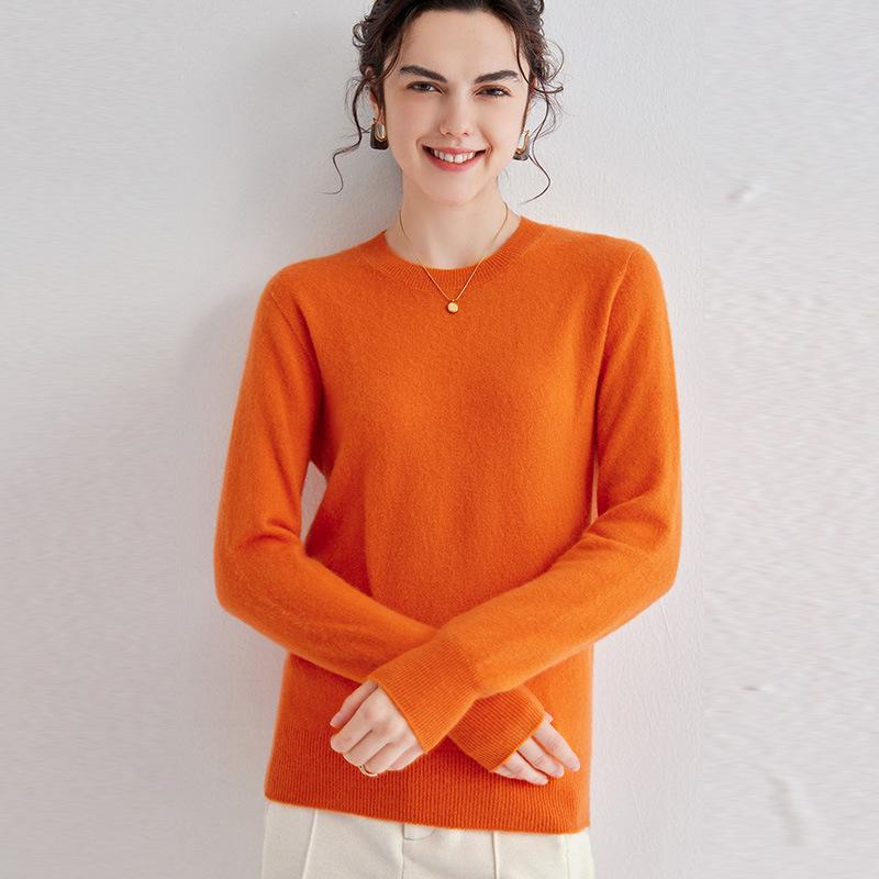 Women's Cashmere Pullover: 2024 Spring/Autumn, Round Neck, Gentle Loose Fit, Thin Slimming Wool Sweater