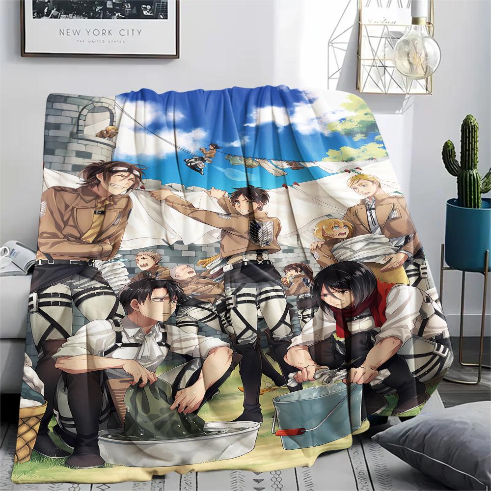 1PC Attack on Titan Print Flannel Blanket, High quality All Seasons, Home Decor, Warmth and Comfort, Perfect for Christmas Gifts