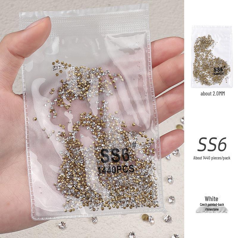 Pointed Bottom Czech Rhinestones for Nail Art - Glass Transparent Accents for Nail Decorations
