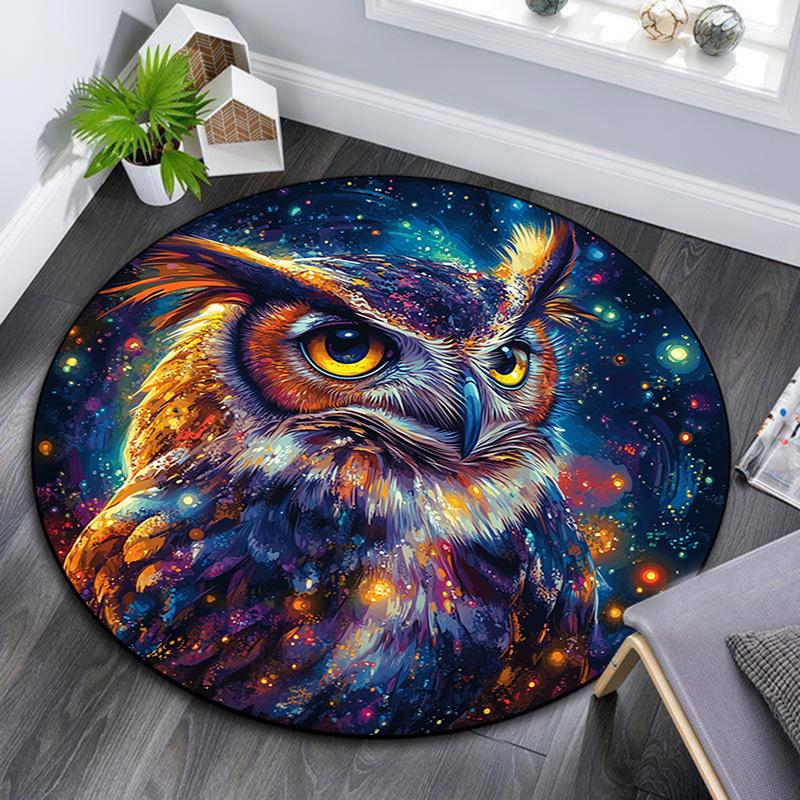 

Cosmic Owl Round Area Rug,Carpet Rug for Living Room Bedroom Sofa Playroom Decor,Non-slip Floor Mat 80cmx80cm