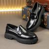 Fashion New Men Fashion Loafers Black Platform Non-slip Lightweight Comfortable Brand Leather Shoes Gentleman Social Shoes Men 38-46