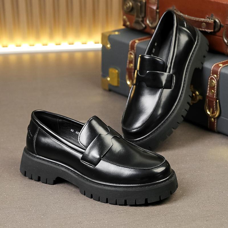 Fashion New Men Fashion Loafers Black Platform Non-slip Lightweight Comfortable Brand Leather Shoes Gentleman Social Shoes Men 38-46