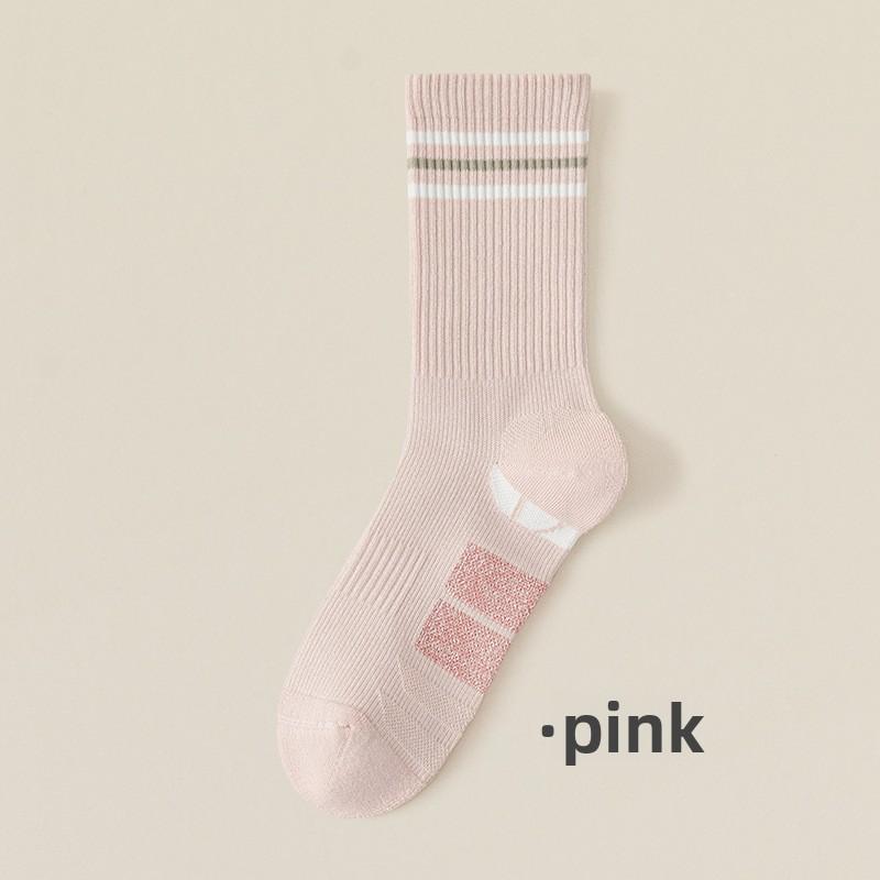 Women's Mid Crew Running Socks Color Block Hand-linked Seamless Non-slip Antibacterial Deodorant Cushion Sports Socks