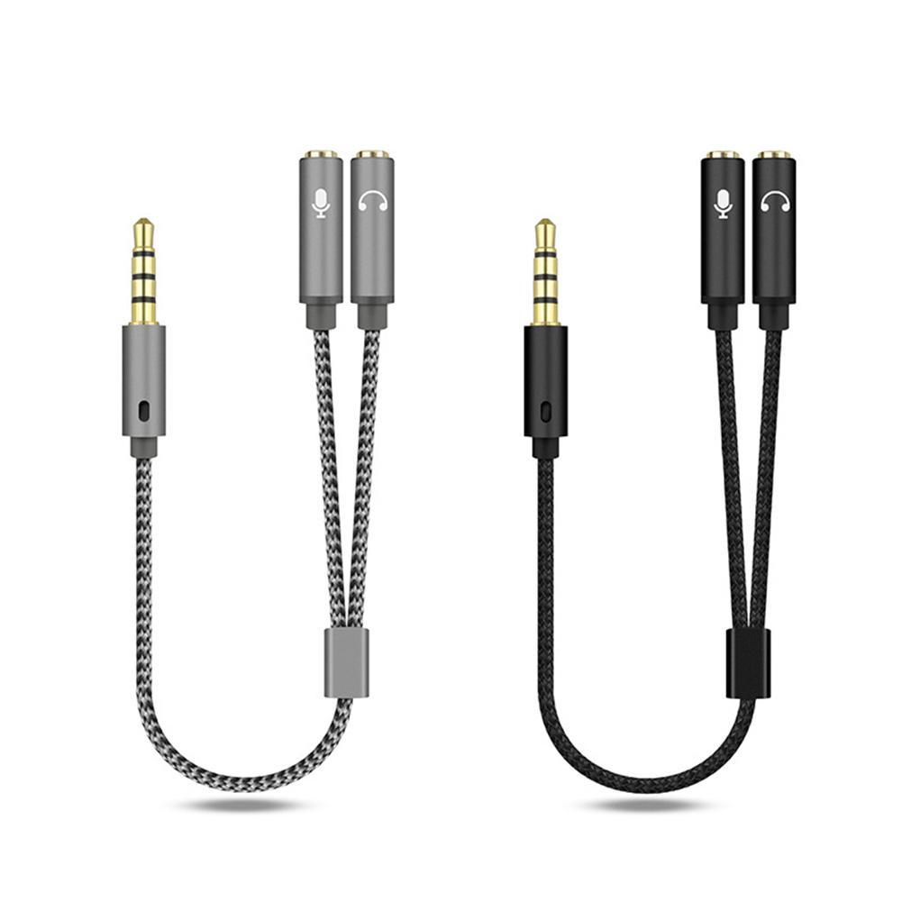 3.5mm Audio Splitter Cable for Laptop Headset Mic Black