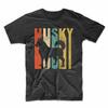Retro 1970's Style Siberian Husky Dog Silhouette Cracked Distressed T-Shirt