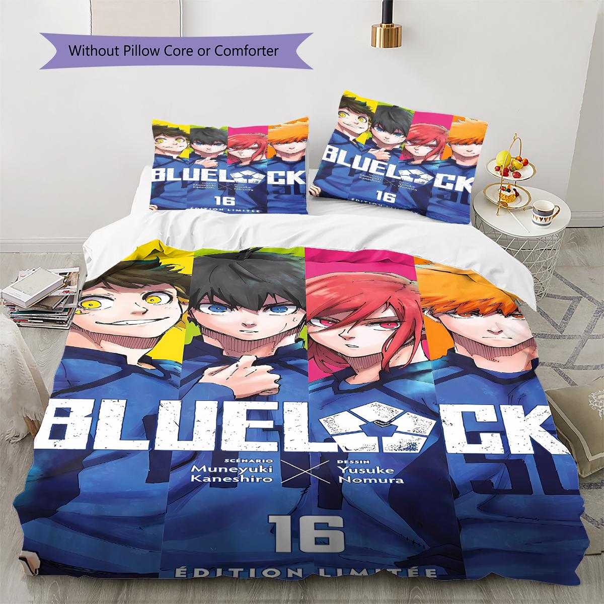

BLUE LOCK Pattern Bedding,Quilt Set Quilt Cover Pillowcase Home Birthday Gift (1 * duvet cover + 2 * pillowcase, without core) 140x200cm