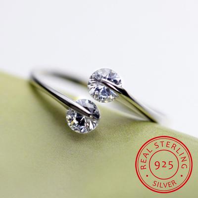 Echte 925 Sterling Kupferringe Offenes Design 925 Sterling Kupfer Aaa Zirkonia Verstellbarer Ring Party Zirkon Für Frauen Sr60