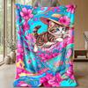 Kitten in Valentine s Frame Theme blanket Lightweight Warm Flannel Blanket Decorative Throw Blanket for Home Decoration