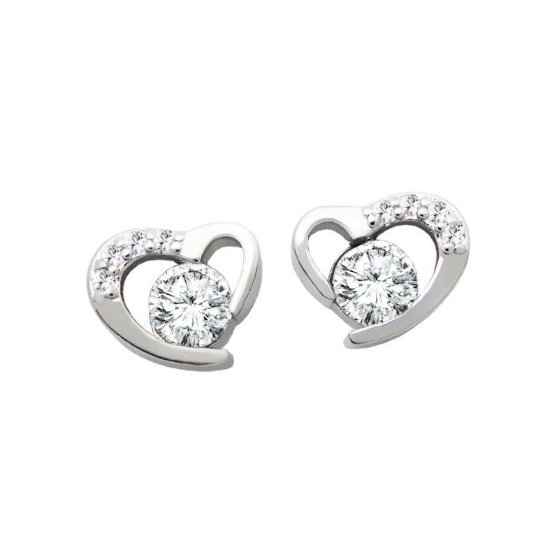 New fashion jewelry, temperament, love zircon stud earrings, women's atmospheric heart-shaped earrings, design sense niche earrings, 2026