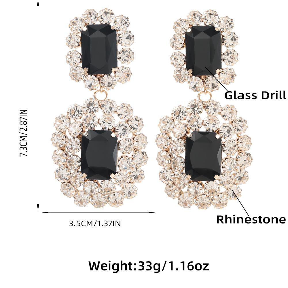Alloy Rhinestone Geometric Earrings for Women - European & American Style