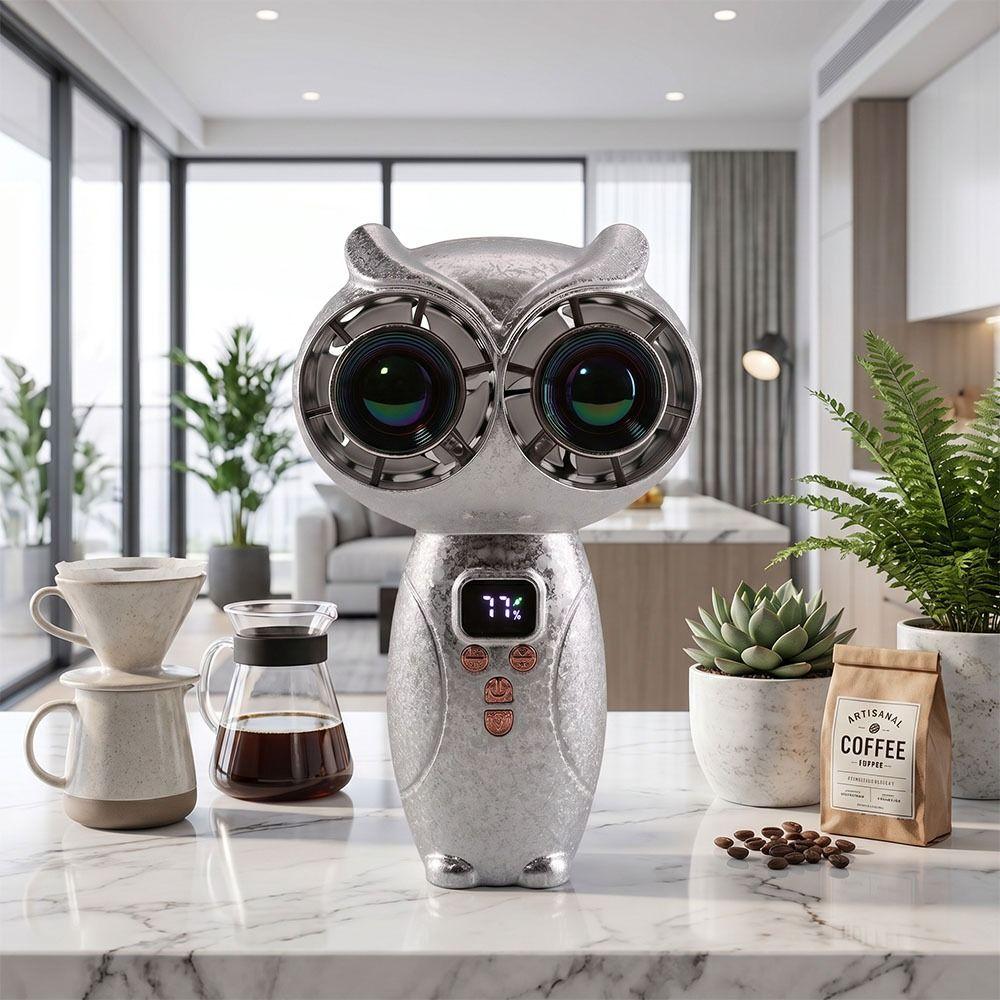 Quiet Mini Handheld Fan Strong Wind Personal Cooling Fan Cartoon Owl Fan for 3000mAh Desktop Use