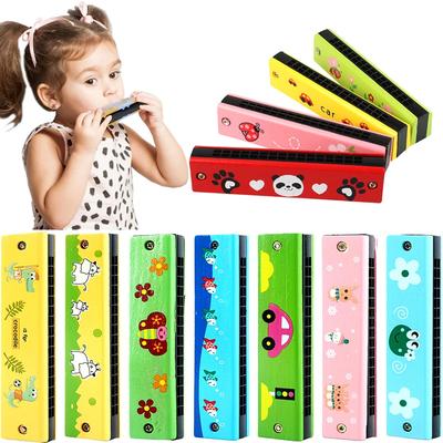 2 Piezas Armónica de Madera 16 Agujeros Instrumentos Musicales Para Principiantes Niños Montessori Educación Infantil Juguetes Recuerdos de Fiesta