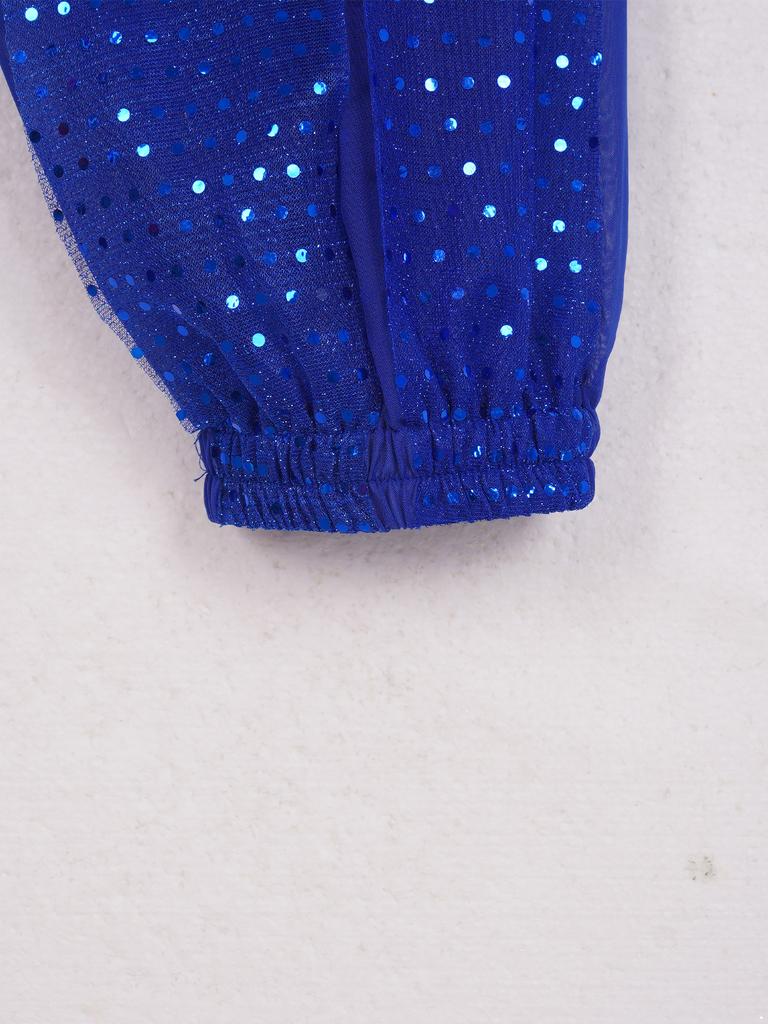 Womens Semi Sheer Chiffon Pants Sequined Dot Design Elastic Waist Belly Dance Performance Trousers