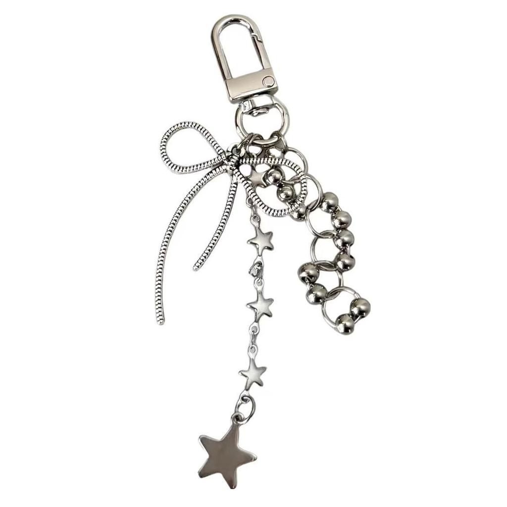 Star and Bowknot Pendant Key Chain for Men Women Handmade Keychain Backpack Accessory Stylish Detachable Phone Lanyard
