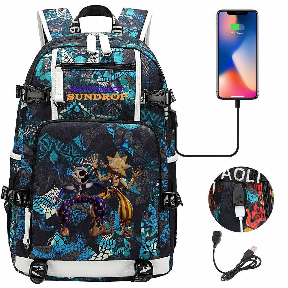 Game Moon Sun Print Backpack for Teens Students Boys Girls Casual Large Capacity Travel Daypack