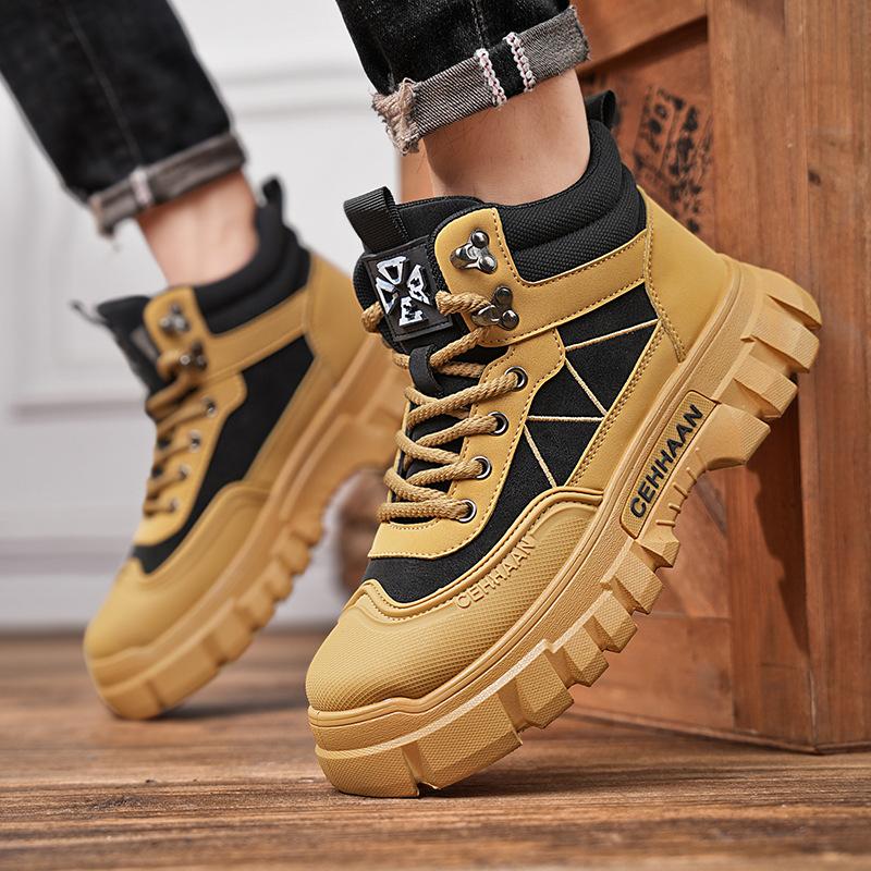 Autumn and winter new tooling boots men's fashion casual boots trendy retro outdoor hiking platform Martin boots men's shoes