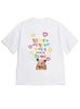 Cute And Lively Style Colorful Text Bubbles Heart Star Decoration ShortSleeved TShirt with Decorated Hamster Image Top