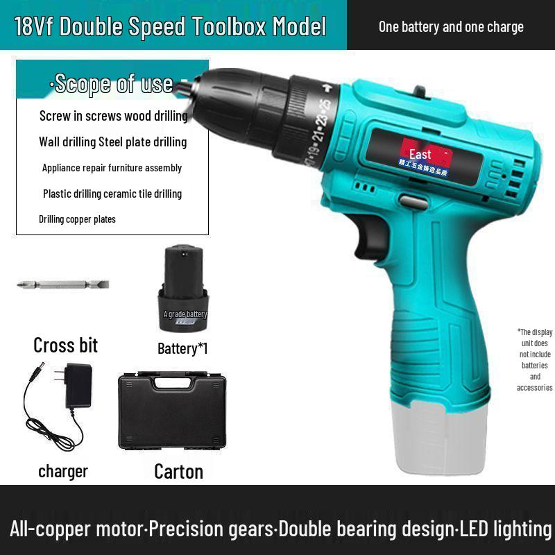 Model Electric Rechargeable Hand Drill: Multifunctional Lithium Battery Impact Screwdriver.
