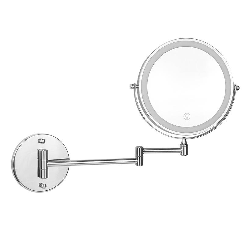 Wall-Mounted Rechargeable Lighted Folding Vanity Mirror - Double-Sided Magnifying LED Makeup Mirror