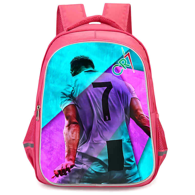 Cr7 Rucksack Hochauflösender Druck Große Kapazität Multifunktion Reißverschluss Oxford Rückenschutz Leichter Rucksack