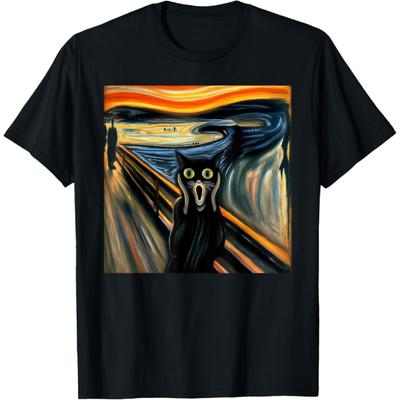 Der Schrei Schwarze Katze Munch Expressionismus Künstlerisches T-Shirt
