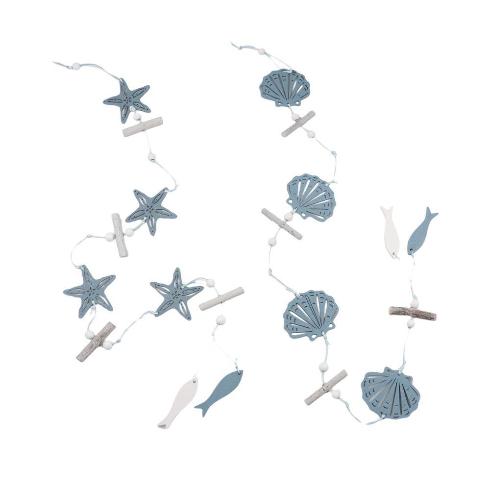 Solid Wood Carving Ocean Series Hanging Crafts Scallop Pendant Blue Ocean Pendant Wooden Ornament