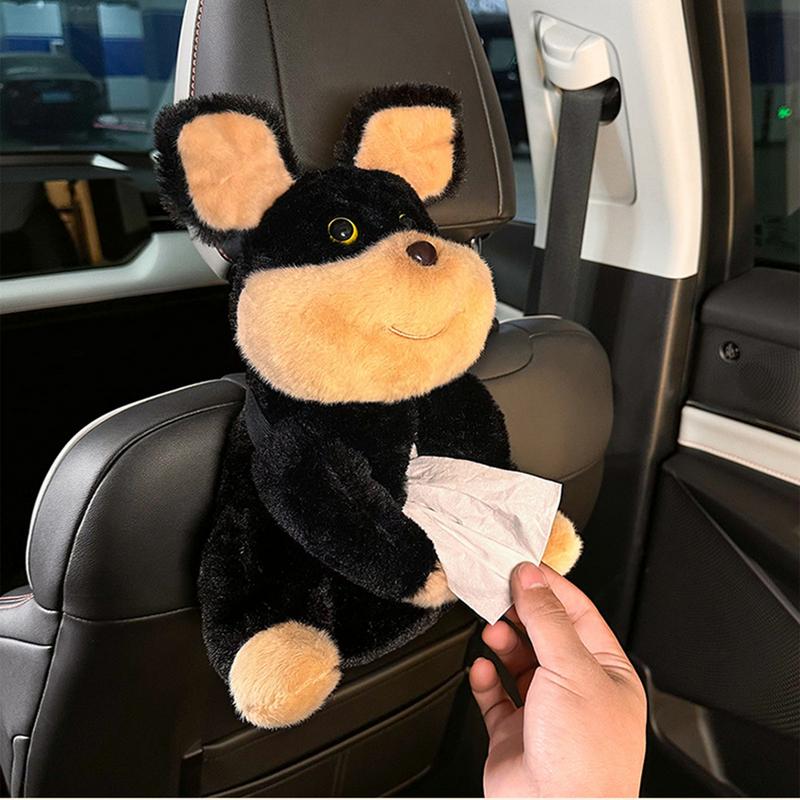 Tissue Storage Box For Car Cartoon Animal Plush Napkin Dispenser Holder Easy Installation Car Headrest Tissue Organizer For