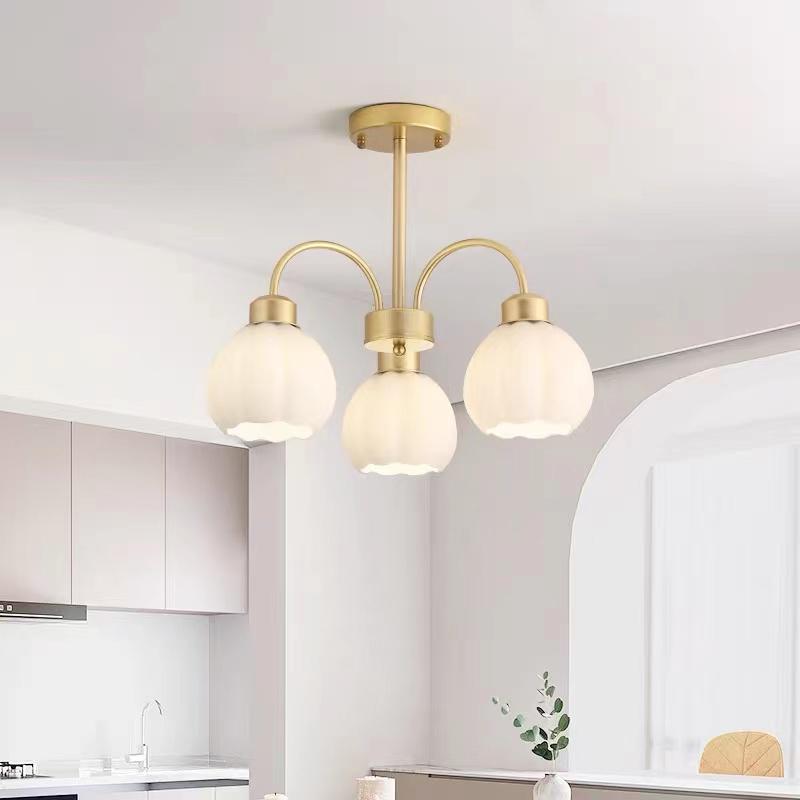 Nordic Minimalist Chandelier: Warm Cream Dining & Bedroom Light