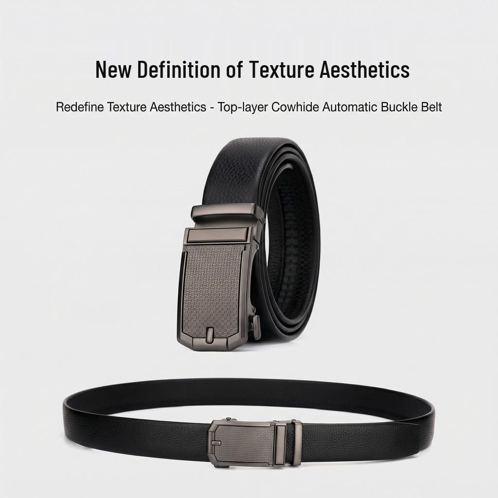 Men's Genuine Leather Business Belt with Automatic Buckle