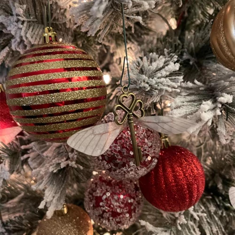 49pcs/set Realistic Skeleton Keys Dragonfly Pendant Set Christmas Tree Hanging Ornaments Gifts