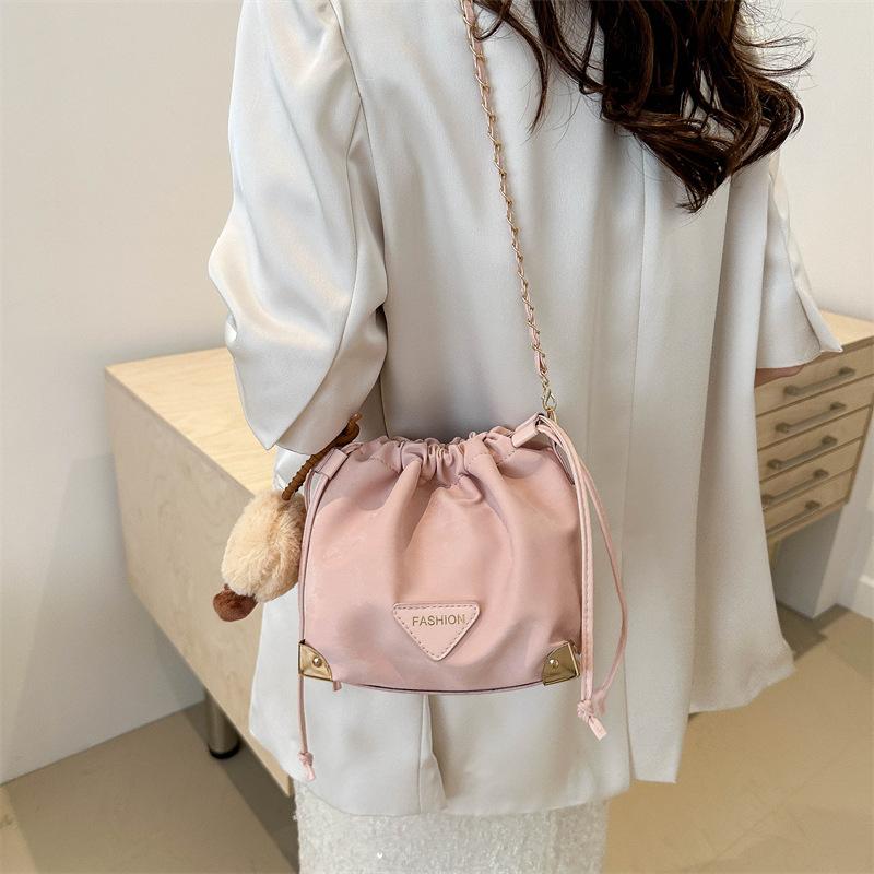 Fashionable Simple and Fashionable Korean Version Drawstring Bag for Women In Spring and Summer New High-value Crossbody Bag Bucket Bag for Women