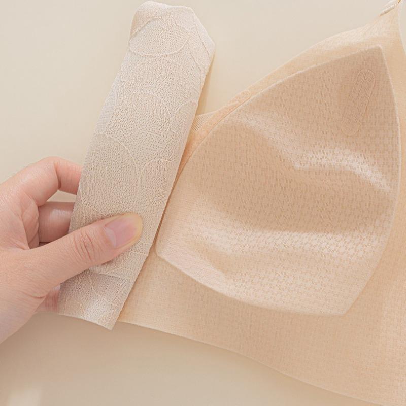 Kleine Brust Unterstützung Weich und Stützend Sexy Tiefer V Nahtlose Dessous Französische Spitze BH für Frauen