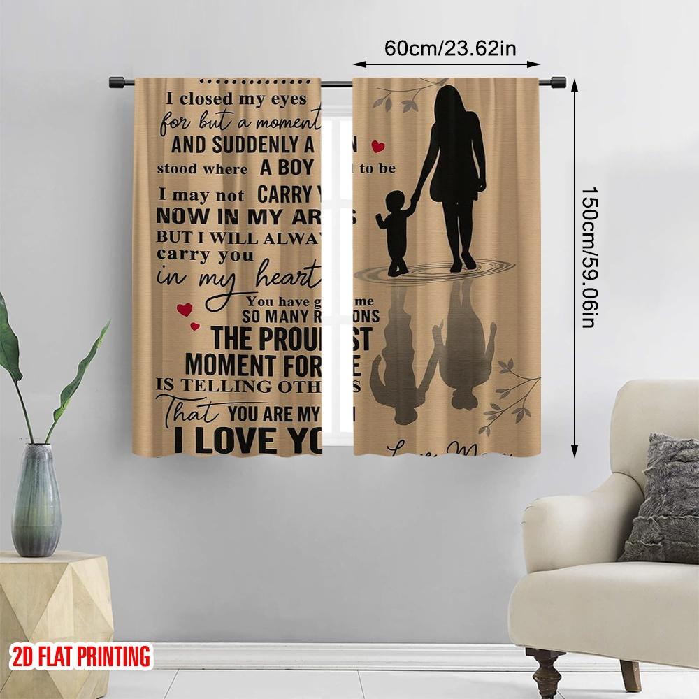 2 Stück, 2D-Flachdruck Vorhänge&Fensterdekoration Lieber Sohn Silhouette 100% Polyester (ohne Stange) Art Deco Festlich Ideal für