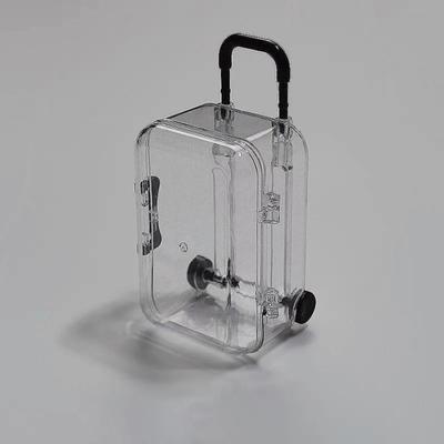 Úložný box na náušnice Mini kufřík s mini kolečky Průhledný Organizér na sponky do vlasů a náhrdelníky Pouzdro na organizaci přívěsků Krabička na bonbóny