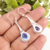 Natural Tanzanite Gemstone 925 Sterling Silver Jewelry Zircon Earrings 1.86" CZE-7-8