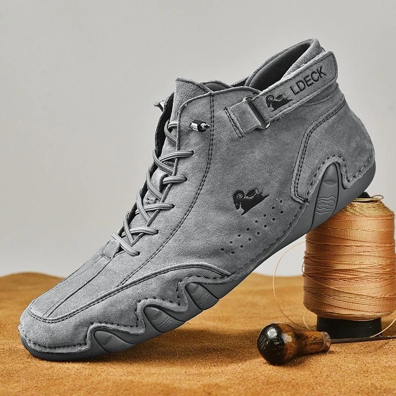 Men Boots Winter With Fur Warm Handmade Ankle Boots Men Work Snow Shoes Men Split Leather Boots