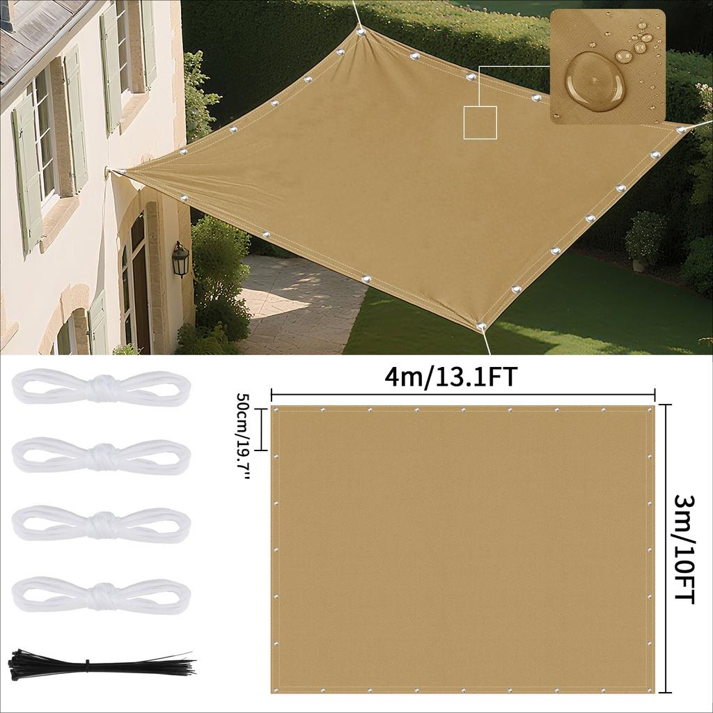 Waterproof Shade Sail with Grommets Tent Tarp Cover Sunshade Cloth Awning Canopy for Outdoor Garden Patio Camping Hiking Shelter