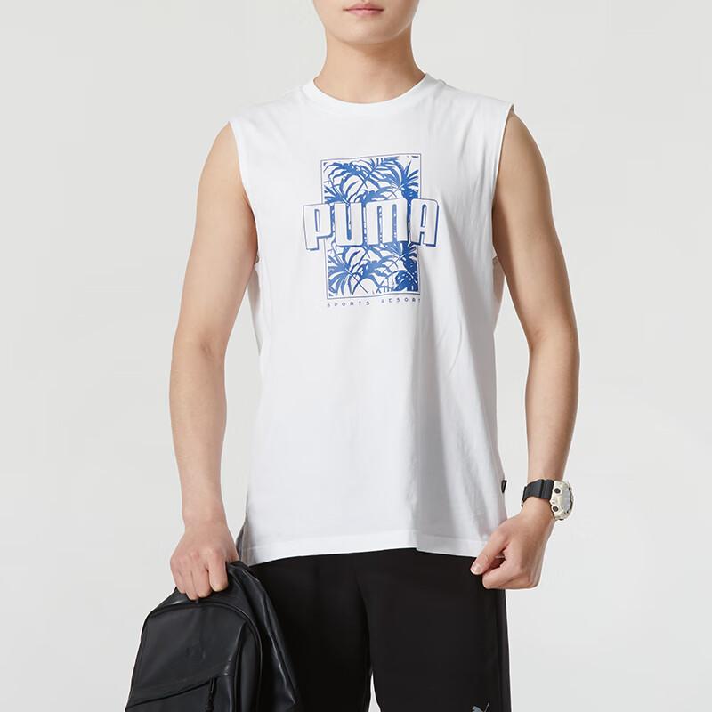 Puma Ss24 Letter Print Running Fitness Training Outdoor Fashion Casual Comfortable Breathable Round Neck Sleeveless Vest Men Tops White 684780-02